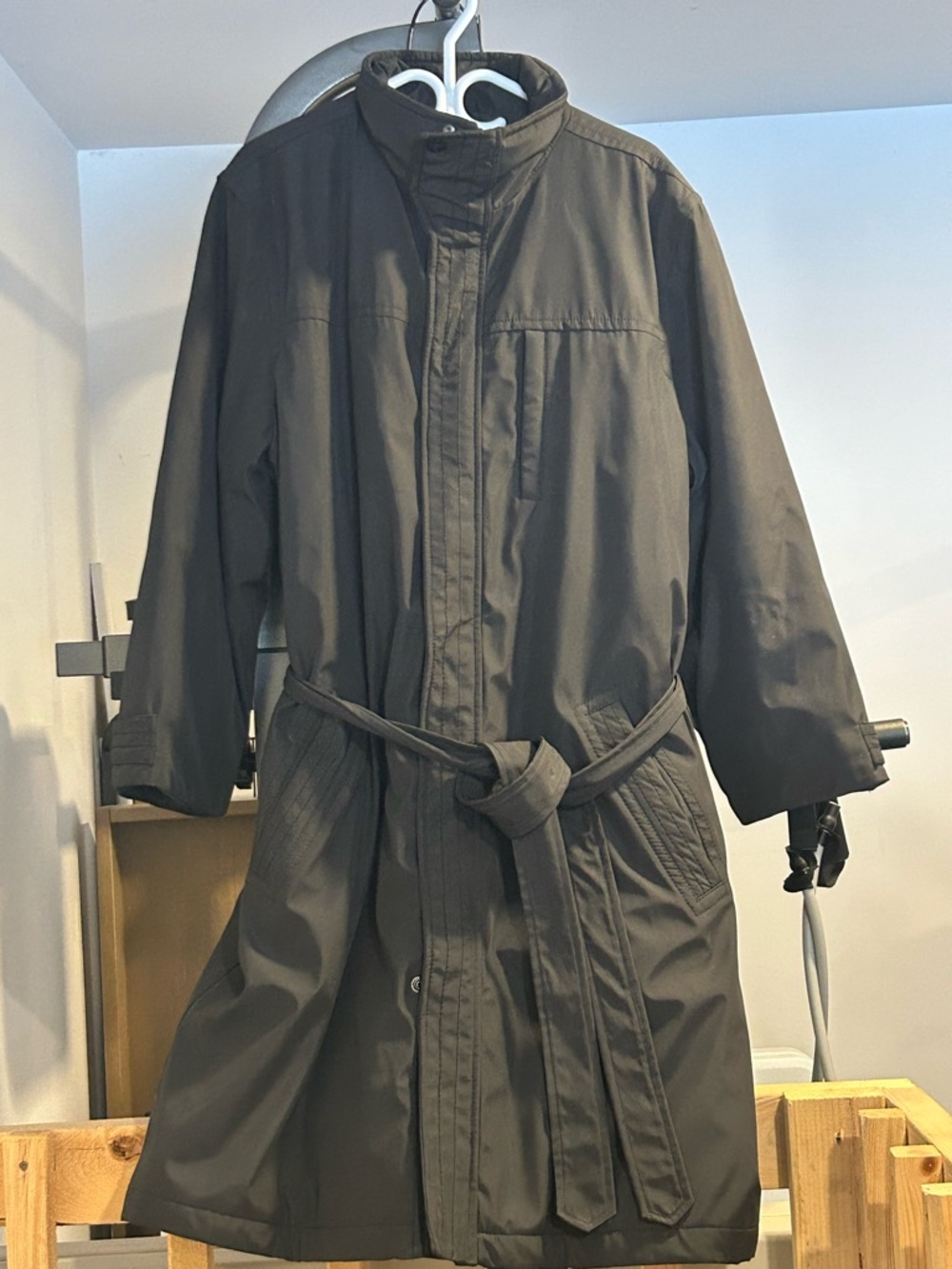 Men's Dark Brown Belted Trench Coat - Unbranded